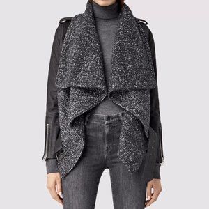 All Saints Textured Wrap Leather Biker Jacket